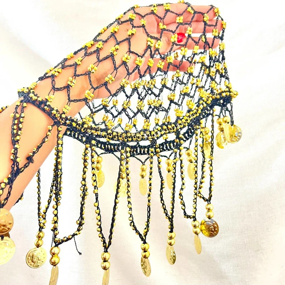 Belly Dancer Costume Purple Wig Jewel Coin Scarf Belt Festival Halloween Party - Picture 4 of 14